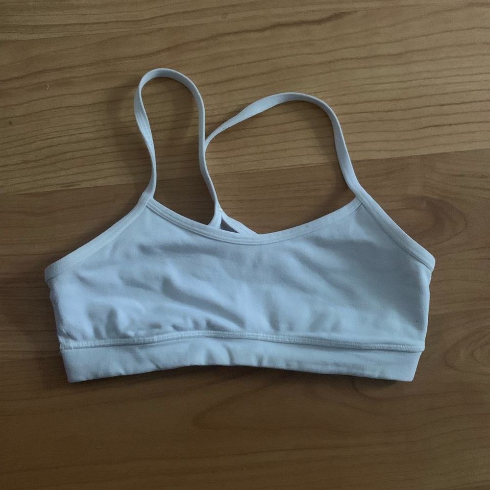 Lululemon White Flow Y Sports Bra